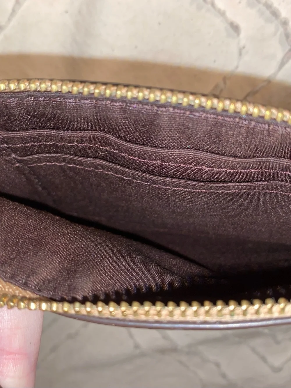 Coach Metallic Brown Glitter Star Wristlet